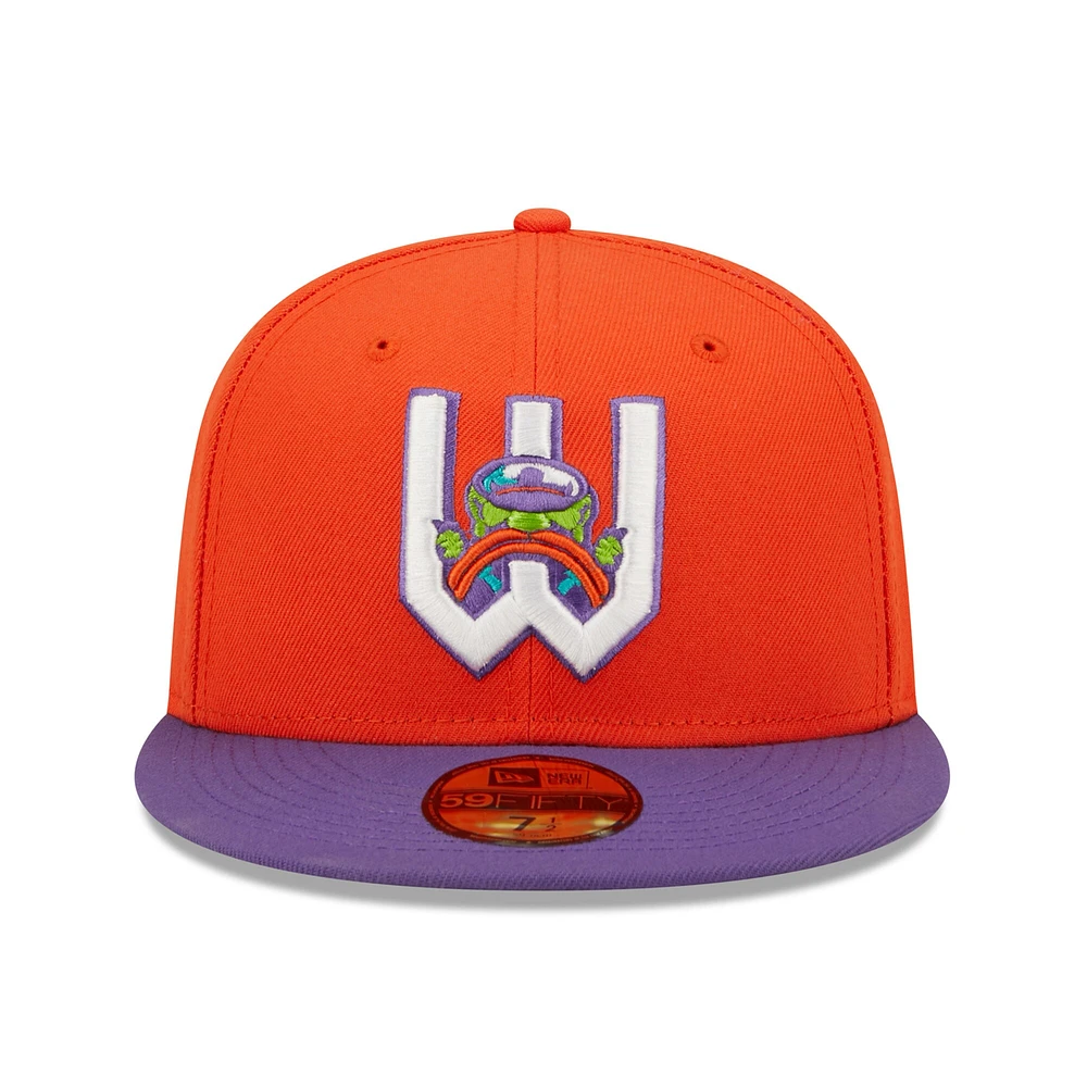 Men's New Era Orange/Purple Wichita Wind Surge Honey Butter Chicken Biscuit Theme Night 59FIFTY Fitted Hat