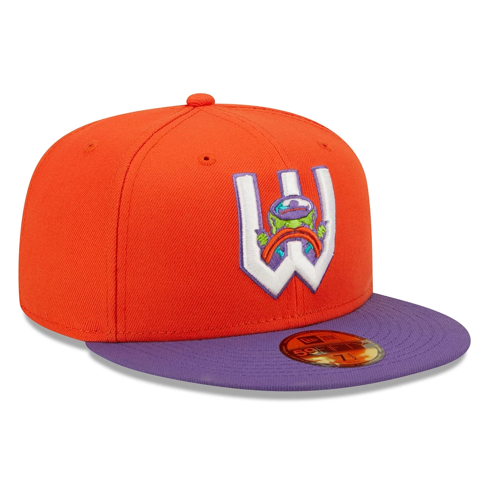 Men's New Era Orange/Purple Wichita Wind Surge Honey Butter Chicken Biscuit Theme Night 59FIFTY Fitted Hat
