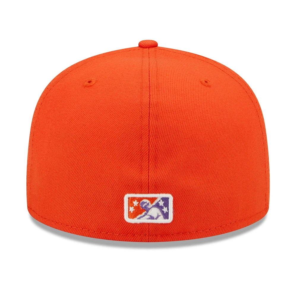 Men's New Era Orange/Purple Wichita Wind Surge Honey Butter Chicken Biscuit Theme Night 59FIFTY Fitted Hat