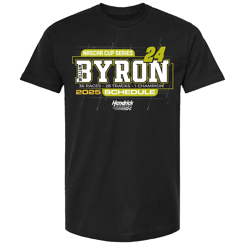 Men's Hendrick Motorsports Team Collection Black William Byron 2025 NASCAR Cup Series Schedule T-Shirt