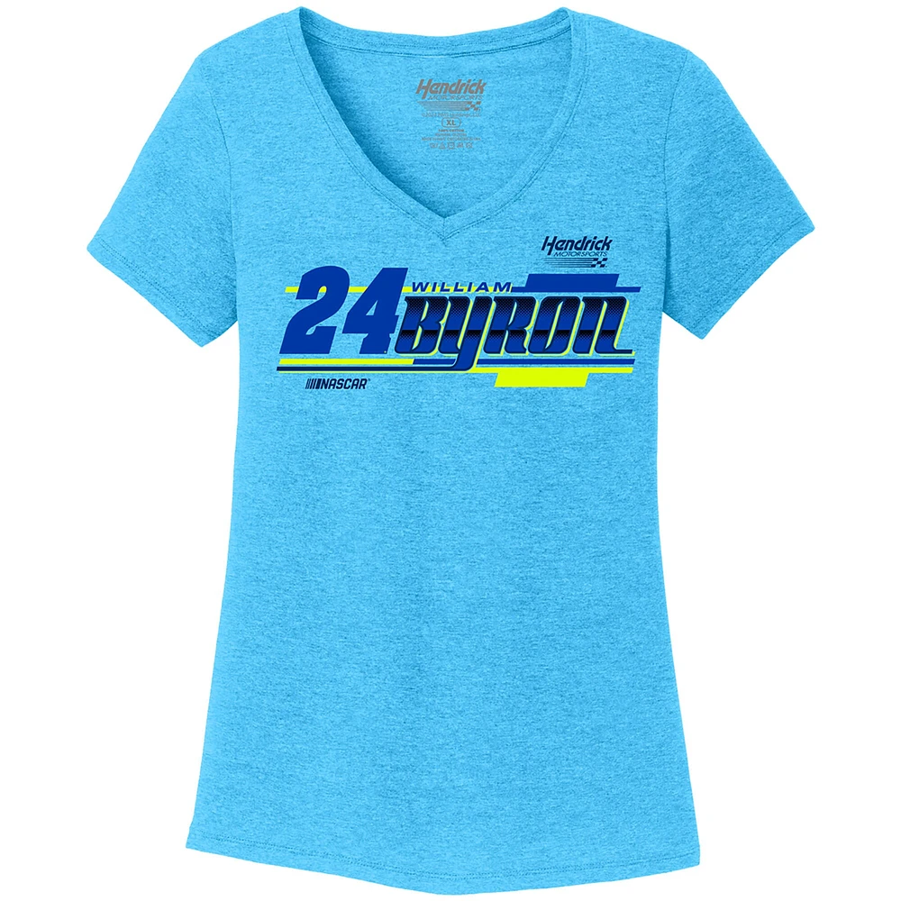 Women's Hendrick Motorsports Team Collection  Blue William Byron Tri-Blend V-Neck T-Shirt
