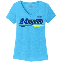 Women's Hendrick Motorsports Team Collection  Blue William Byron Tri-Blend V-Neck T-Shirt