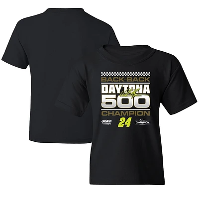Youth Checkered Flag Sports  Black William Byron 2025 Daytona 500 Champion Exclusive T-Shirt