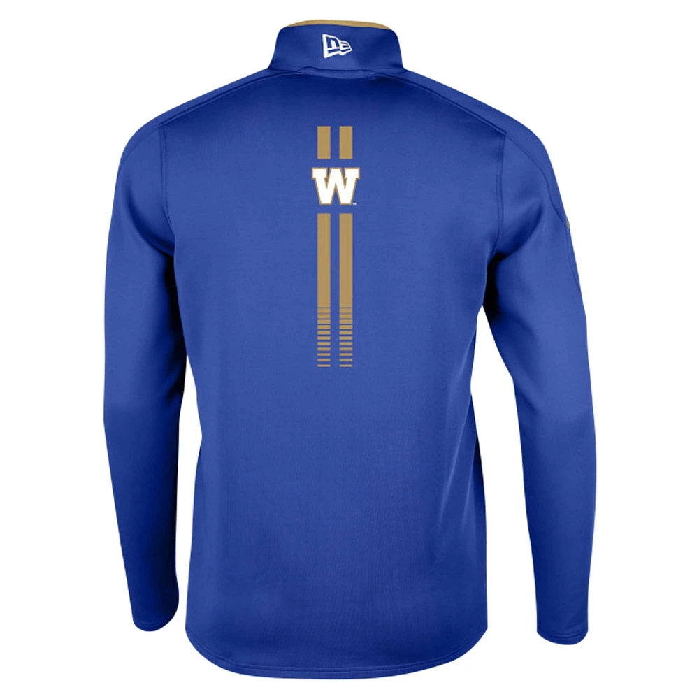 Men's New Era Royal Winnipeg Blue Bombers Sideline Edge Performance Quarter-Zip Top