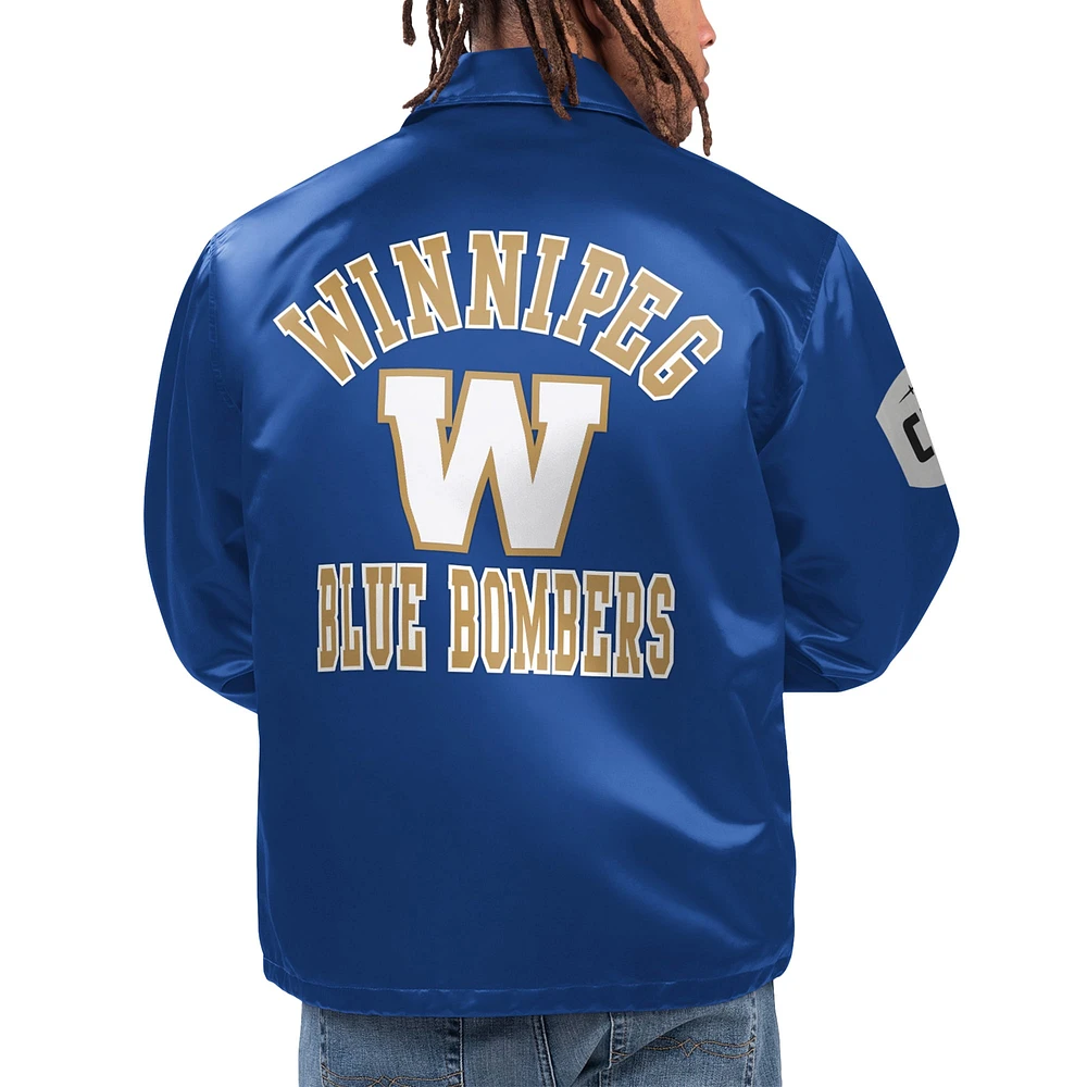 Men's Starter Royal Winnipeg Blue Bombers Option Route Full-Snap Coaches Jacket