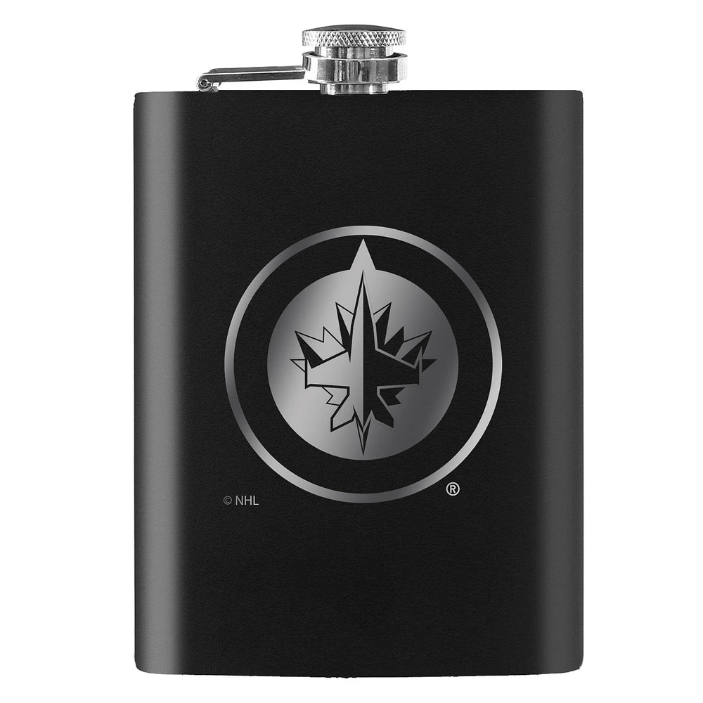 Jets noirs de Winnipeg 8oz. Flacon gravé au laser