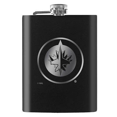 Jets noirs de Winnipeg 8oz. Flacon gravé au laser
