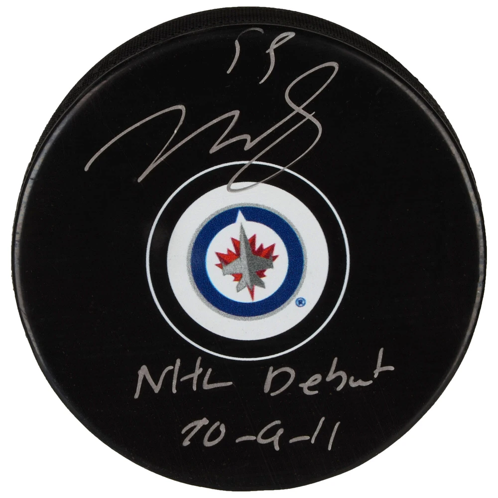 Mark Scheifele Winnipeg Jets Autographed Hockey Puck with NHL Debut 10/9/11 Inscription