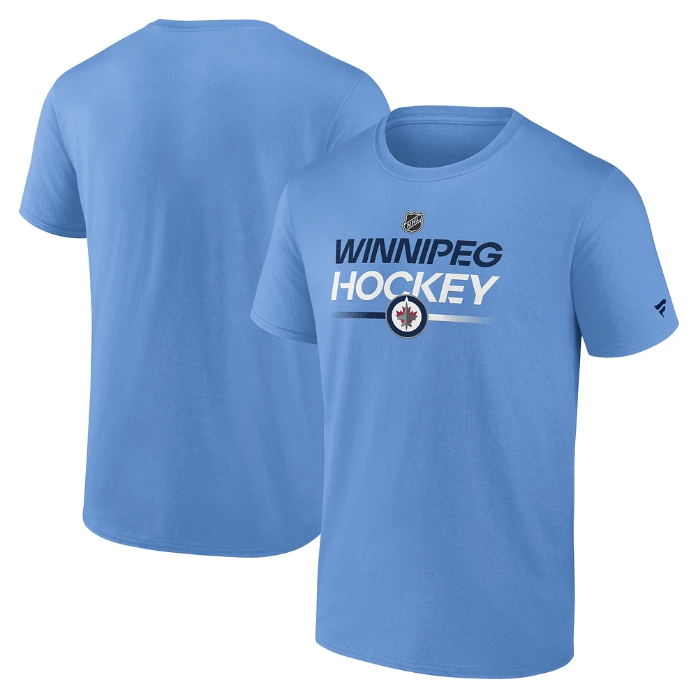 T-shirt bleu fanatiques pour hommes des Jets de Winnipeg Authentic Pro Wordmark Alt Logo