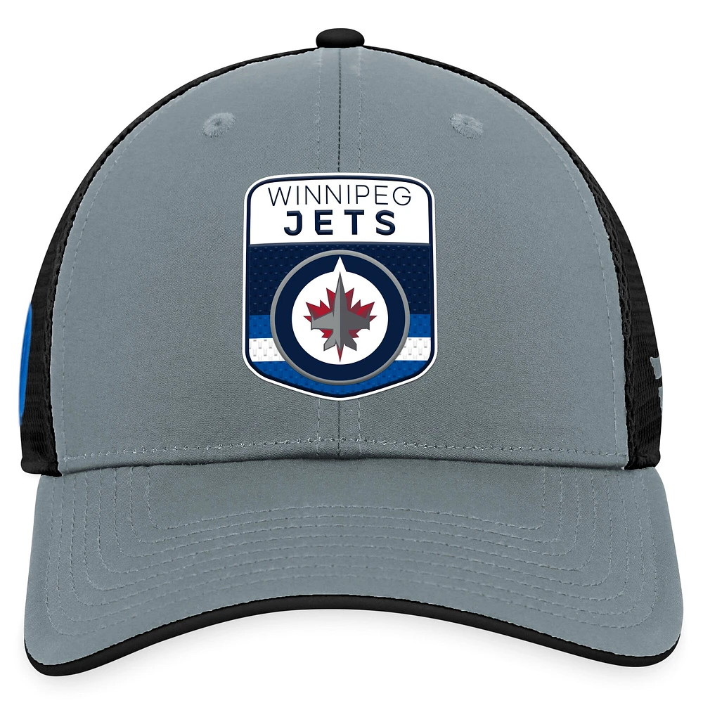 Men's Fanatics  Gray/Black Winnipeg Jets Authentic Pro Home Ice Trucker Adjustable Hat