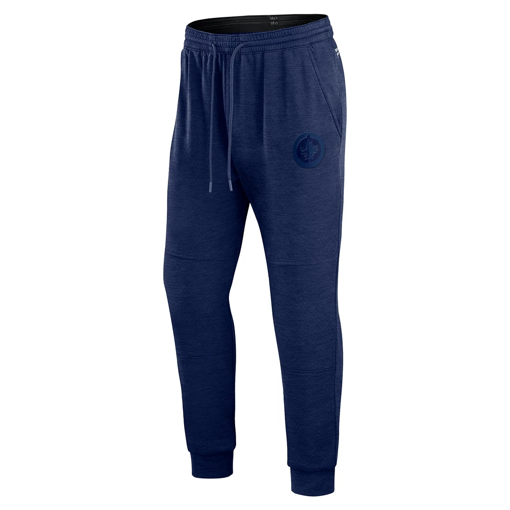 Men's Fanatics Heather Navy Winnipeg Jets Authentic Pro Road Jogger Sweatpants