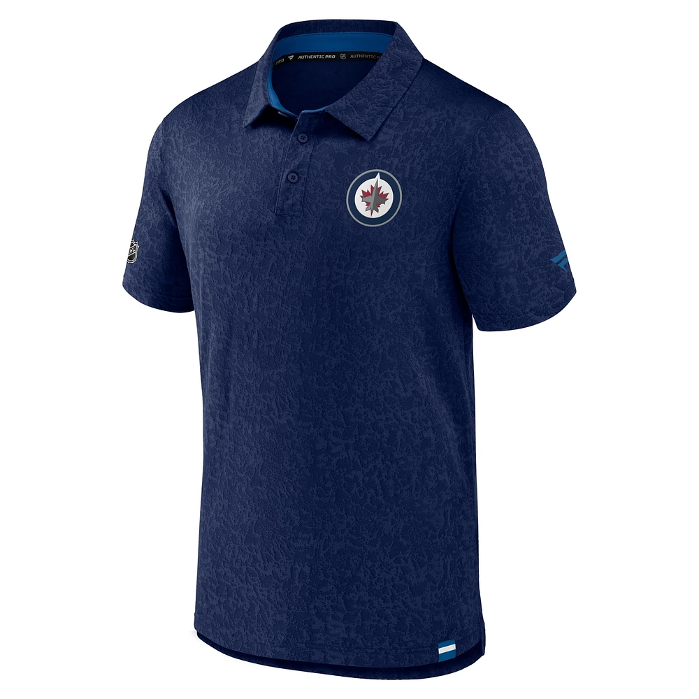 Men's Fanatics Navy Winnipeg Jets Authentic Pro Jacquard Polo