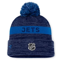 Men's Fanatics Navy Winnipeg Jets Authentic Pro Rink Cuffed Knit Hat with Pom