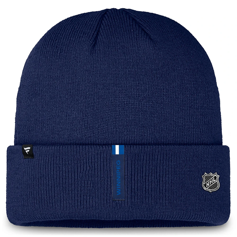 Men's Fanatics Navy Winnipeg Jets Authentic Pro Rink Prime Cuffed Knit Hat