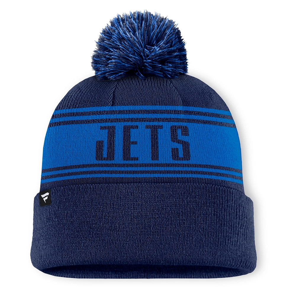 Bonnet en tricot bleu marine Enforcer de Winnipeg Jets avec pompon pour homme