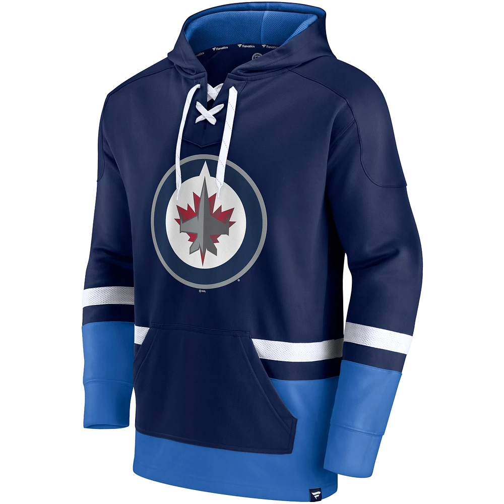 Men's Fanatics Navy Winnipeg Jets First Battle Power Play - Pullover Hoodie