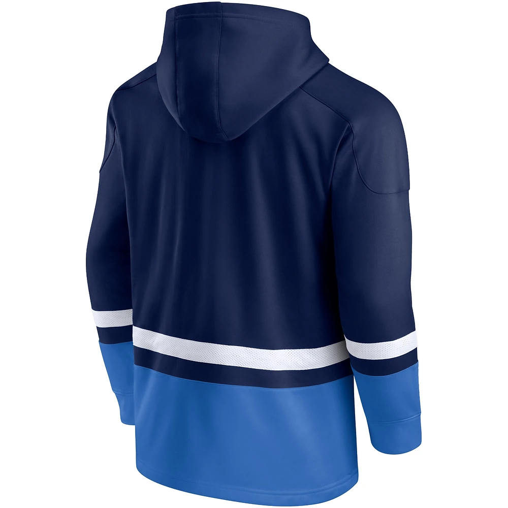 Men's Fanatics Navy Winnipeg Jets First Battle Power Play - Pullover Hoodie