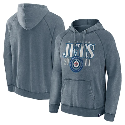 Men's Fanatics Navy Winnipeg Jets Heritage Vintage Pullover Hoodie