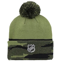 Men's Fanatics  Olive Winnipeg Jets Military Appreciation Cuffed Knit Hat with Pom