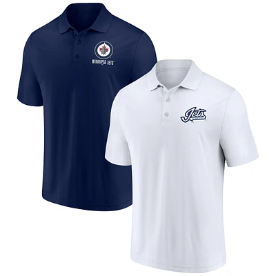 Ensemble polo Fanatics pour hommes, blanc/bleu marine, Jets de Winnipeg