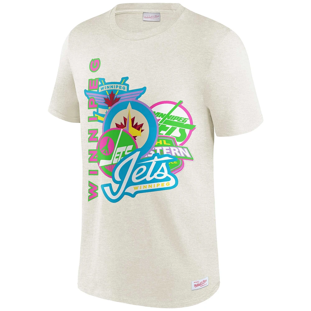 T-shirt Party Mix Mitchell & Ness Oatmeal Winnipeg Jets pour hommes