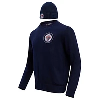 Men's Pro Standard Navy Winnipeg Jets Pullover Sweater & Cuffed Knit Hat Box Gift Set
