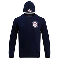 Men's Pro Standard Navy Winnipeg Jets Pullover Sweater & Cuffed Knit Hat Box Gift Set