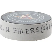 Rondelle de but utilisée par les Jets de Winnipeg de Nikolaj Ehlers le 6 avril 2019 contre les Coyotes de l'Arizona