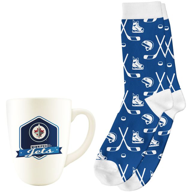 Le Sports Vault Jets de Winnipeg 14 oz. Ensemble tasse et chaussettes rétro