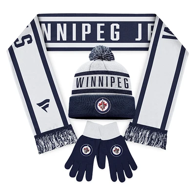 Pack combo écharpe, gants et tricot unisexe Fanatics Winnipeg Jets
