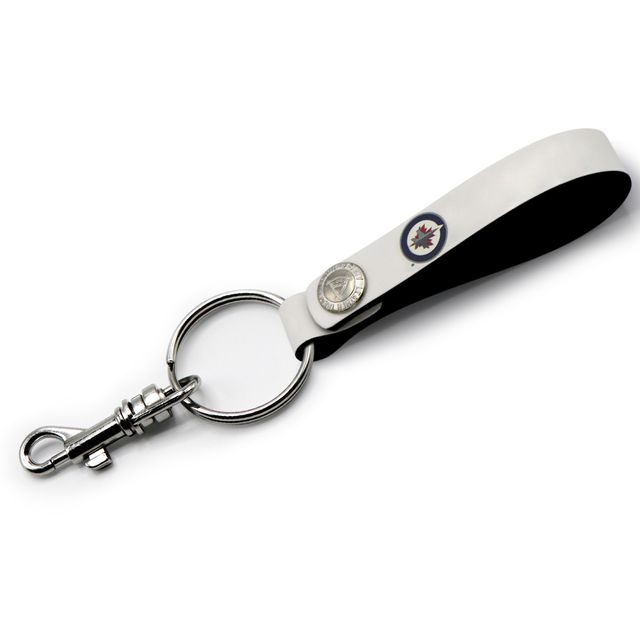 Porte-clés à boucle en cuir personnalisé des Jets de Winnipeg blancs