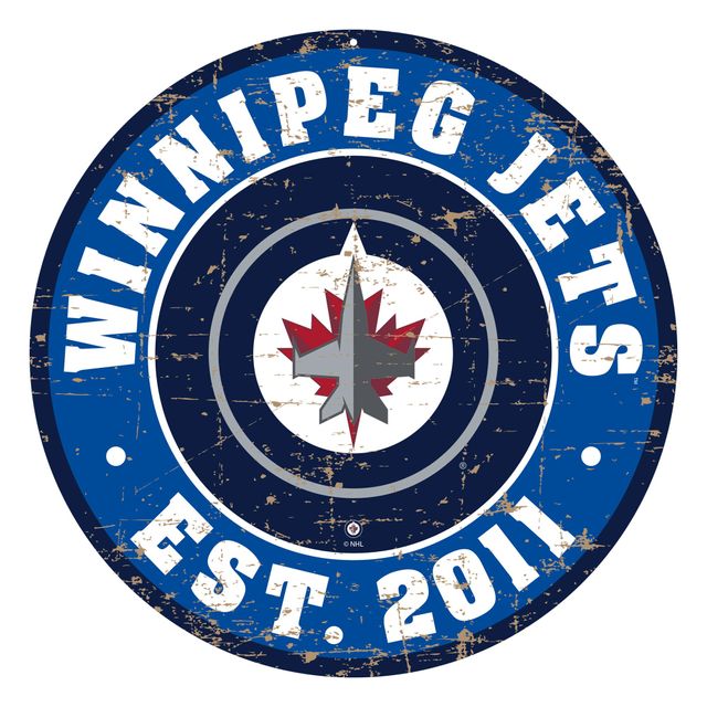 Enseigne murale avec logo en détresse de 22 po des Jets de Winnipeg