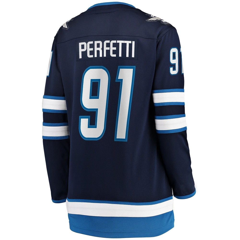 Women's Fanatics Cole Perfetti Navy Winnipeg Jets Home Breakaway Player - Jersey