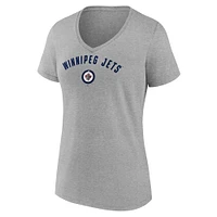 Women's Fanatics Gray Winnipeg Jets V-Neck T-Shirt