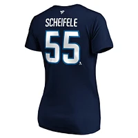 Women's Fanatics Mark Scheifele Navy Winnipeg Jets Authentic Stack Name & Number - V-Neck T-Shirt