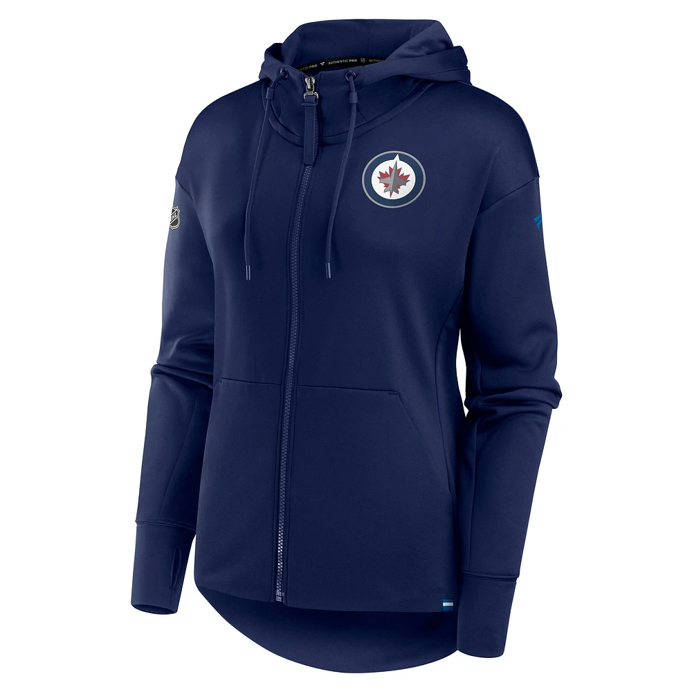Women's Fanatics Navy Winnipeg Jets Authentic Pro Scuba Full-Zip Hoodie