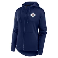 Women's Fanatics Navy Winnipeg Jets Authentic Pro Scuba Full-Zip Hoodie