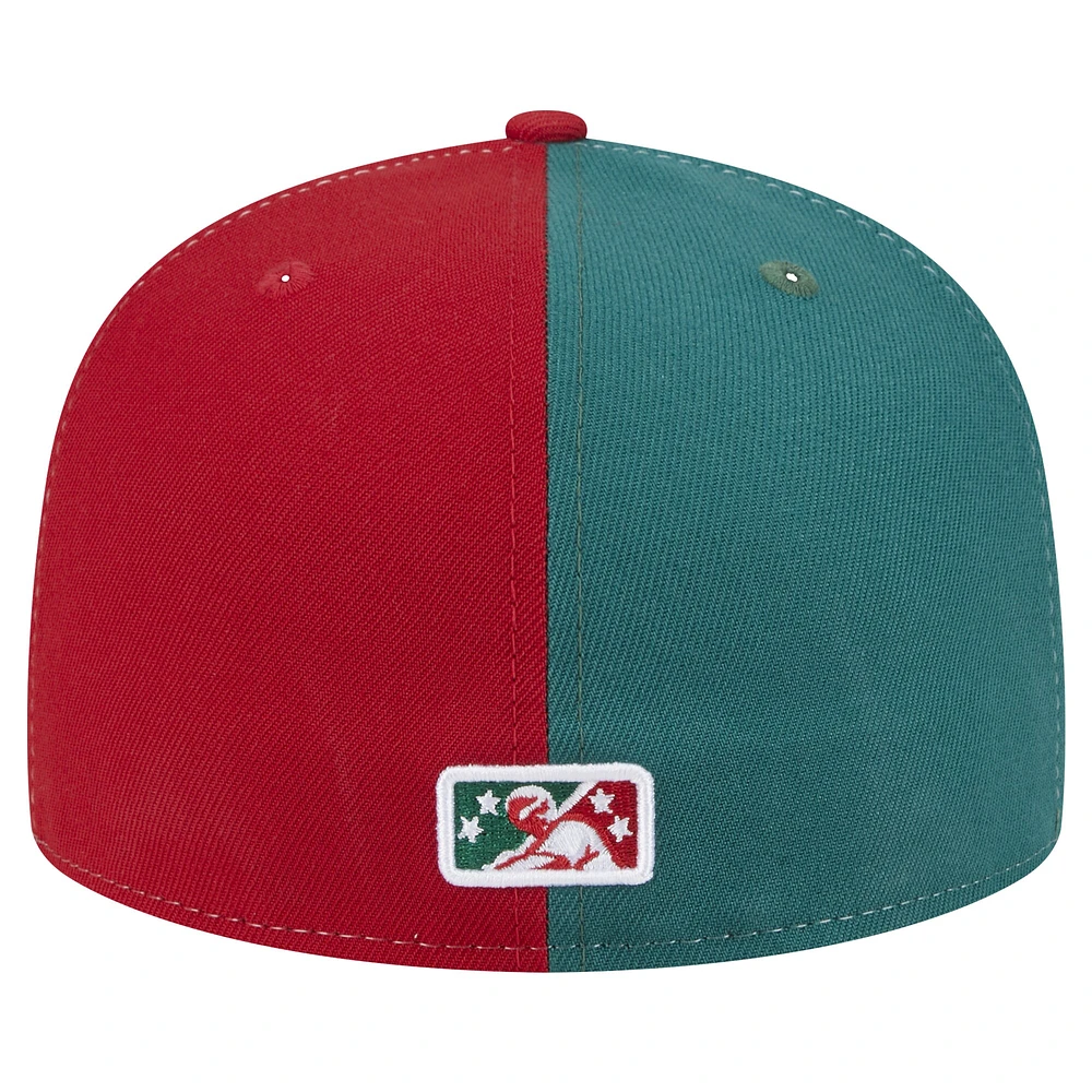 Men's New Era Red Winston-Salem Dash Theme Night Italian Beef 59FIFTY Fitted Hat