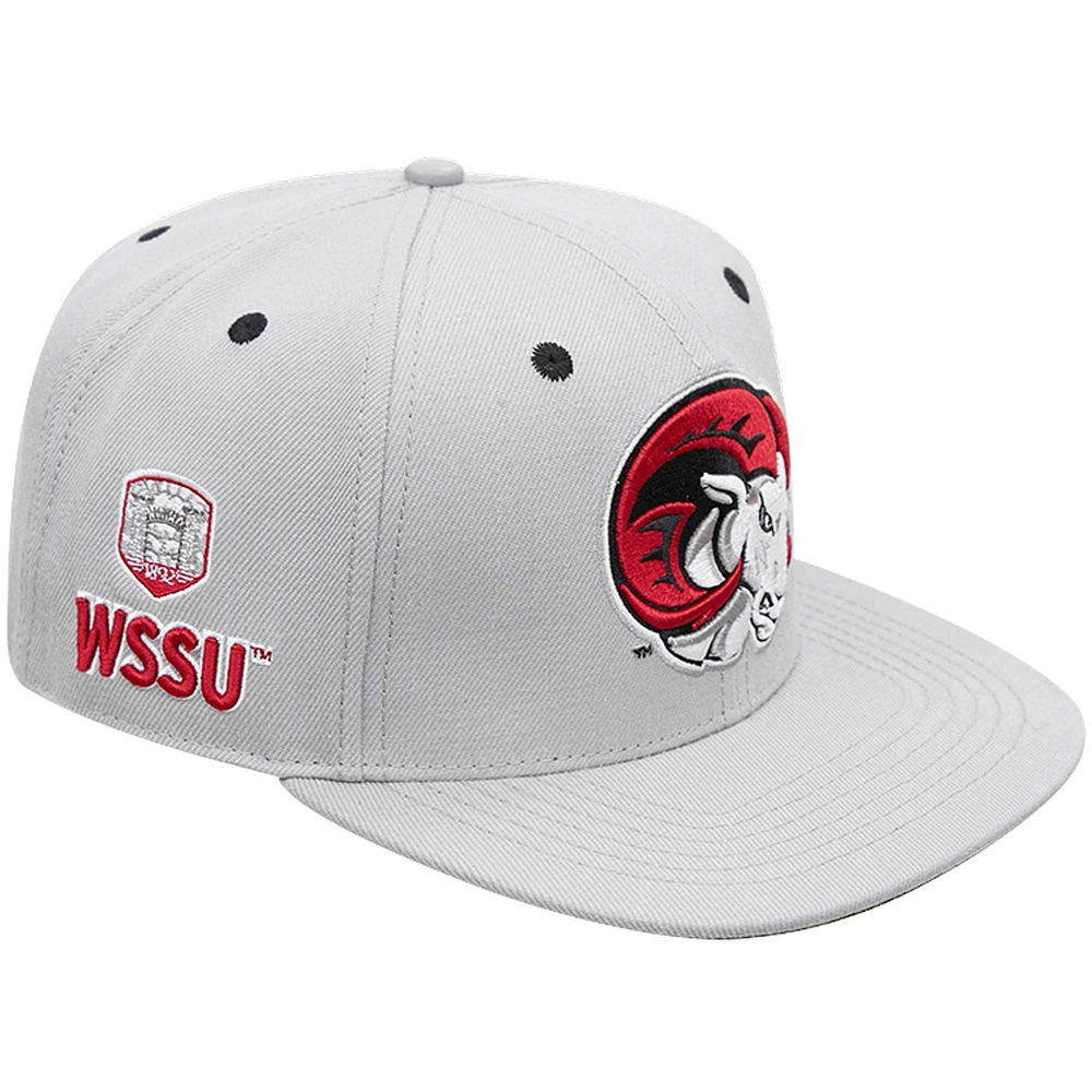 Men's Pro Standard Gray Winston-Salem State Rams Mascot Logo Snapback Hat