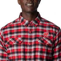 Columbia  Red Wisconsin Badgers Flare Gun Flannel Long Sleeve Shirt