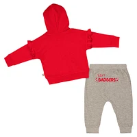 Girls Infant Colosseum Red Wisconsin Badgers Patches Fleece Pullover Hoodie and Pants Set