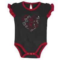 Girls Newborn & Infant Red/Black Wisconsin Badgers Too Much Love Two-Piece Bodysuit Set