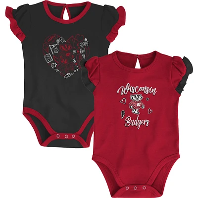 Ensemble deux pièces pour nouveau-né et nourrisson rouge/noir Wisconsin Badgers Too Much Love