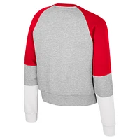 Girls Youth Colosseum Heather Gray Wisconsin Badgers Katinka Rhinestone Pullover Sweatshirt