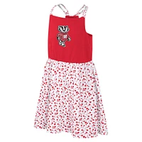 Girls Youth Colosseum Red/White Wisconsin Badgers Robin Floral Dress