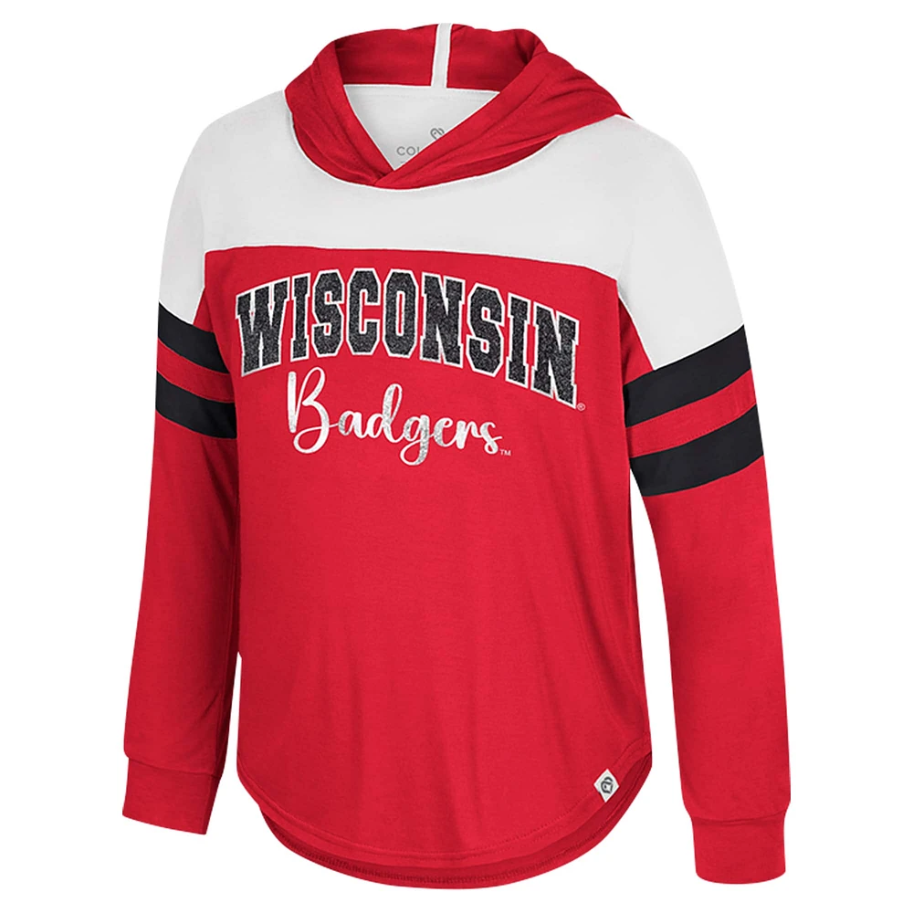 Girls Youth Colosseum Red Wisconsin Badgers Reflection Hoodie Long Sleeve T-Shirt