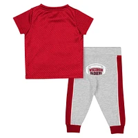 Infant Colosseum Red/Heather Gray Wisconsin Badgers Ka-Boot-It Jersey & Pants Set
