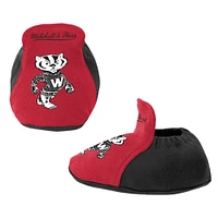 Infant Mitchell & Ness Black/Red Wisconsin Badgers 3-Pack Bodysuit, Bib and Bootie Set
