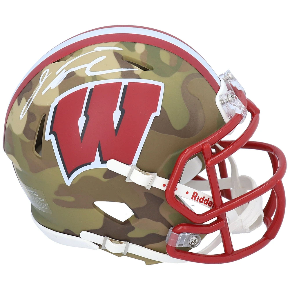 Jonathan Taylor Wisconsin Badgers Autographed Riddell Camo Alternate Speed Mini Helmet