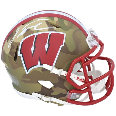 Jonathan Taylor Wisconsin Badgers Autographed Riddell Camo Alternate Speed Mini Helmet
